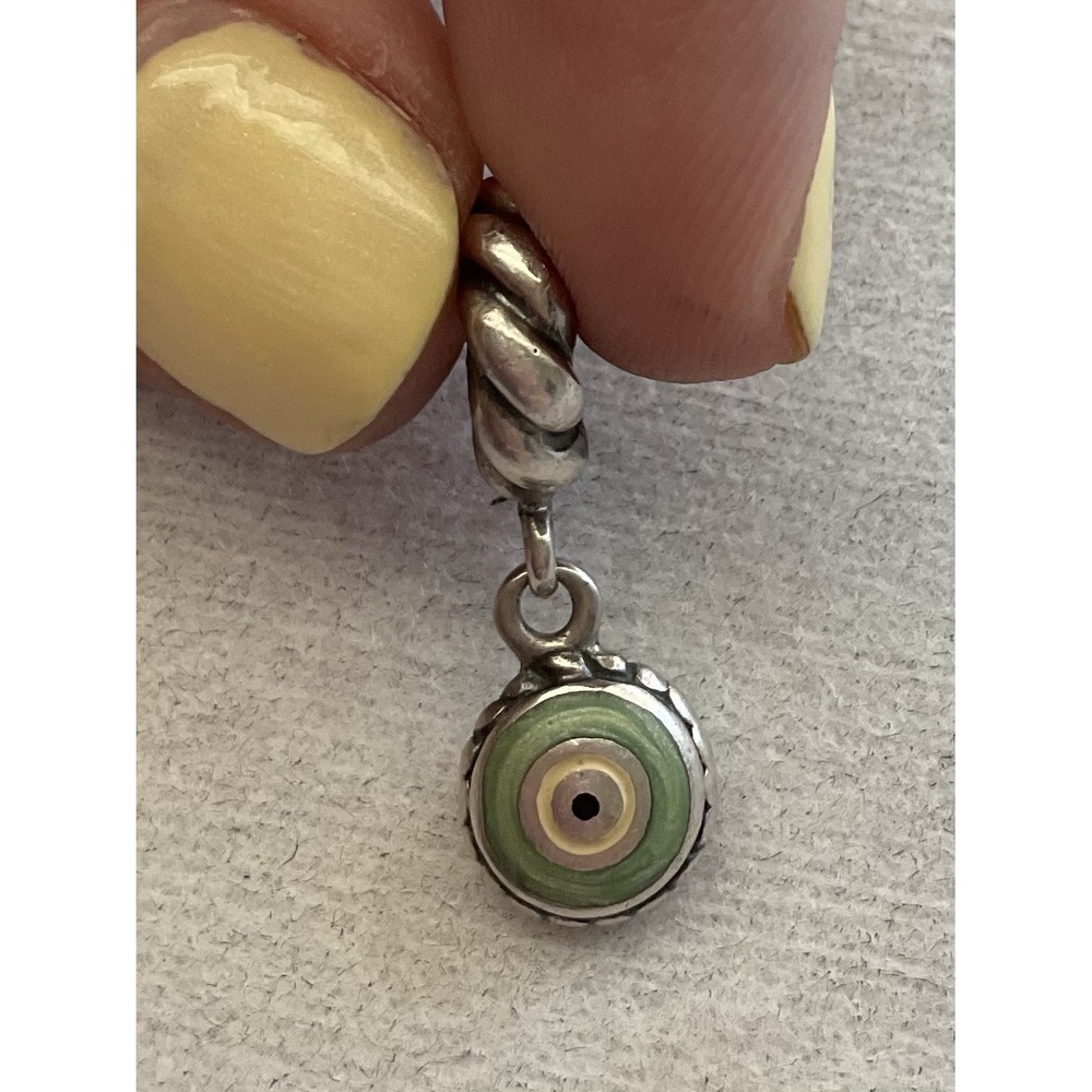 retired Pandora sterling silver evil eye dangle charm ALE 925 Enamel